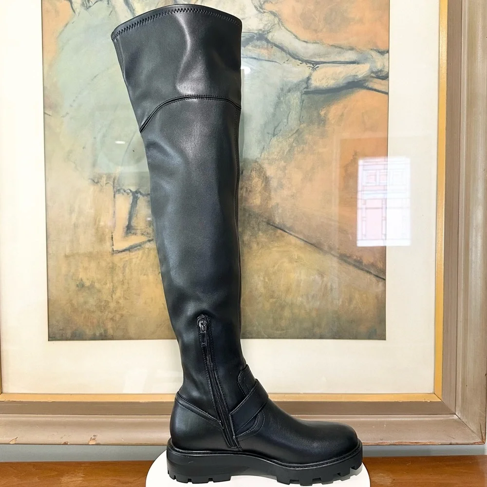 🌸MARC FISHER🌸 Ganven Lug Sole Biker Thigh-High Boots in Black  Size: 7.5